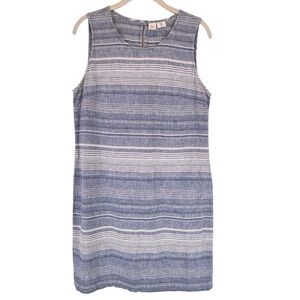 Artisan NY Linen Cotton Sleeveless Mini Dress Blue White Stripes Sz 8